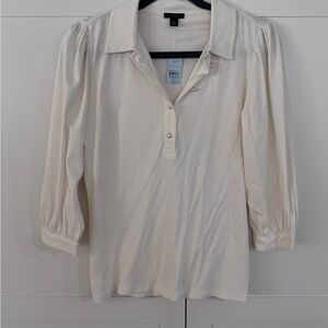 Ann Taylor Ivory Blouse with Pearl Buttons